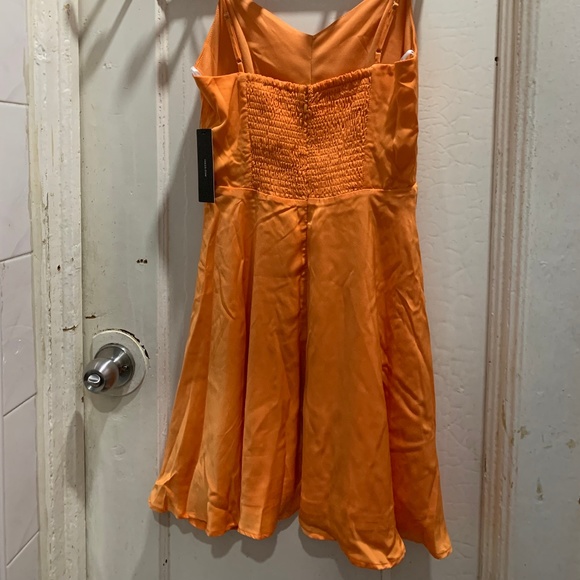 Lulu's XS Rebecka Orange Button Front Skater Dress - Picture 4 of 5